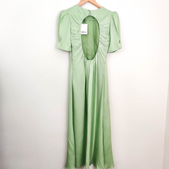 Aiifos Short Sleeve Keyhole Back Maxi Dress in Green Medium - Picture 6 of 12